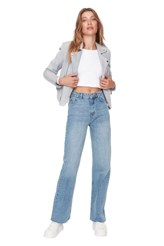 TRENDYOL Frau Hoher Bund Straight Leg Weites Bein der 90er Jeans