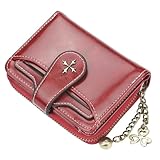 LMLXYZ Portemonnaie Frauen Brieftaschen Mode Kurzpu Leather Kartenhalterin Weibliche Reißverschlusstasche-Rot