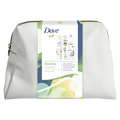 Dove Blissfully Relaxing Beauty Bag Gift Set including Body Wash, Body Lotion & Dove Deodorant Women's 3 piece gift for her