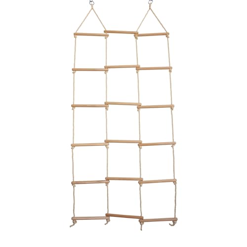 Stabile Kletterwand Strickleiter für Kinder aus Holz mit 18 Sprossen 75 kg Tragkraft Qualitäts Produkt von emwe - 22121