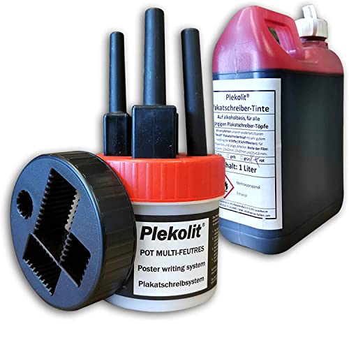 Plekolit® Plakatschreibsystem + 1L Tinte ROT