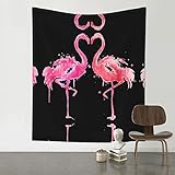 PartyUnix Tinten-Flamingos-Drucke, Wandbehang, Schlafzimmer, Wohnzimmer, Stoff, Heimdekoration, 152,4 x 130,8 cm, leicht, weich, langlebig