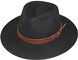 Harrys-Collection Rollbarer Hut mit breiter Krempe braunes Stoffband in 3 Farben!, Farben:schwarz, Kopfgröße:59