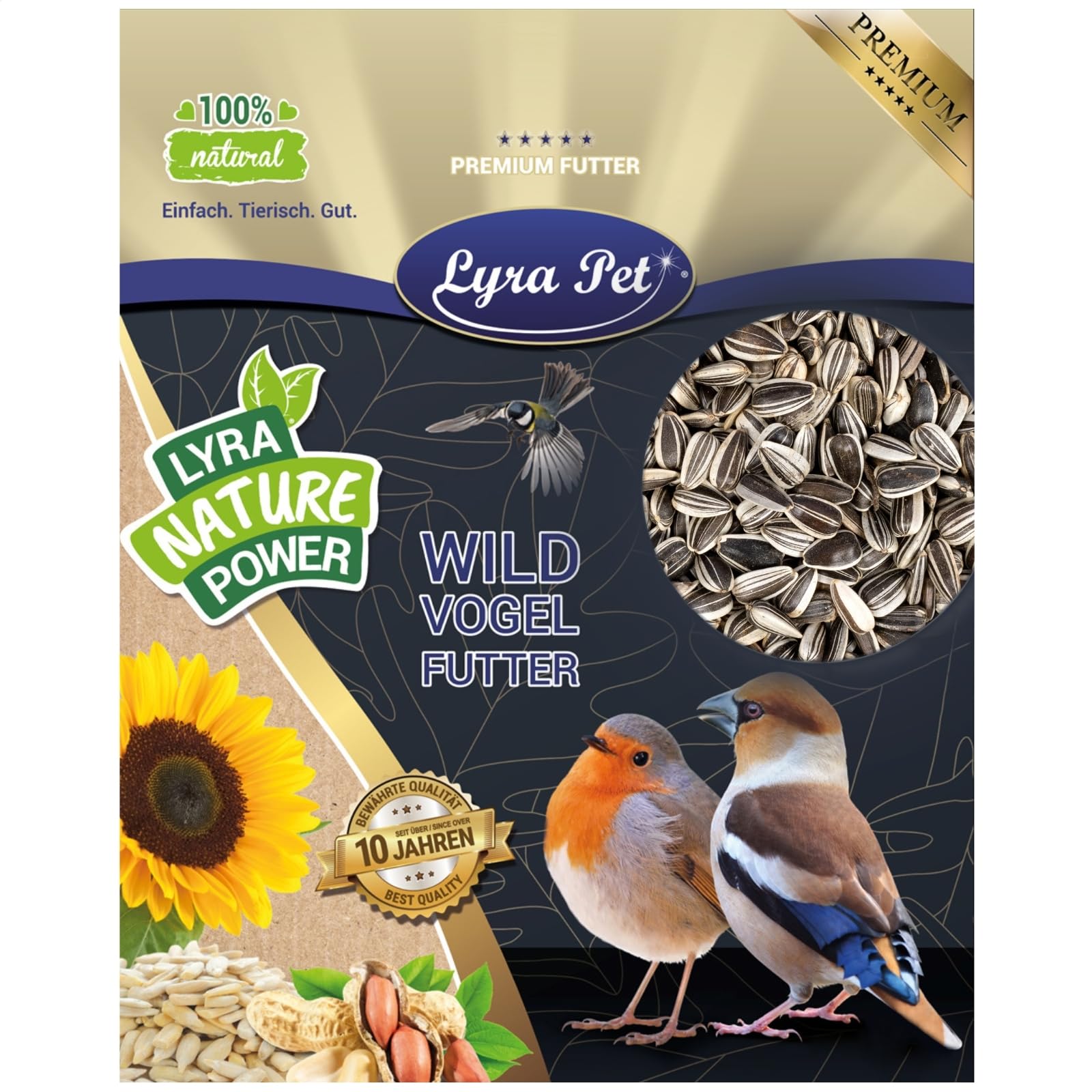 Lyra Pet® | 20 kg Sonnenblumenkerne Gestreift | Wildvogelfutter für Sommer & Winter | Ideal für Freilebende Vögel | Vogelfutter für das Ganze Jahr | Ölreiches Streufutter | Kräftige & Gesunde Schnäbel