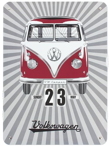 BRISA VW Collection - Volkswagen T1 Bulli Bus Endloskalender, Ewiger Kalender zum Aufhängen (37 x 27 x 0,5 cm | 4c bedruckte Pappe) (Samba Stripes/Bunt)