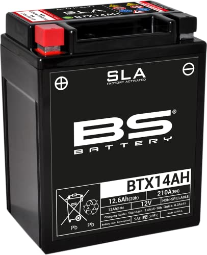 BS Battery 300758 BTX14AH AGM SLA Motorrad Batterie, Schwarz