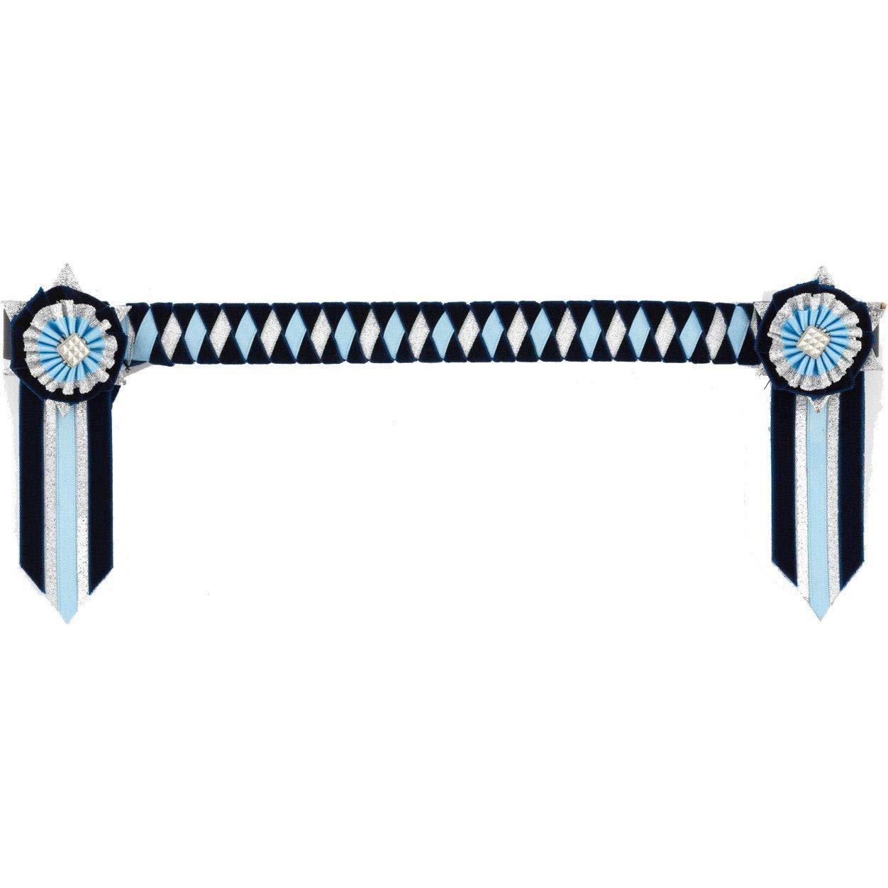 Showquest Boston Brow Band Full Size Navy Pale Blue Silver