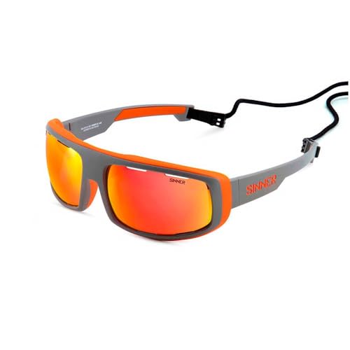 SINNER Unisex Apollo (Box) -Matte Grey/Orange-Sintrast Court Sonnenbrille, Mehrfarbig (Mehrfarbig)