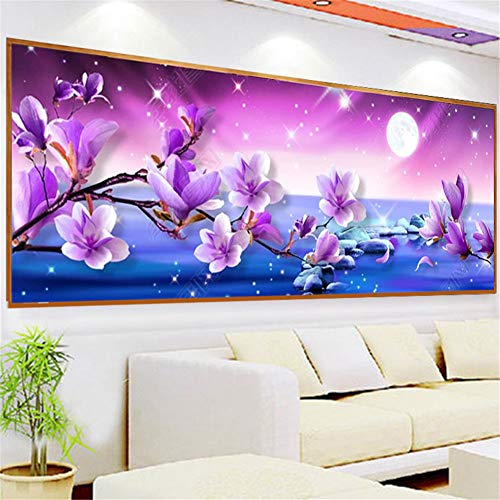 Nicole Knupfer 5D DIY Diamond Painting lila Orchidee, 5D Diamant Malerei Blumen, Vollbohrer Gemälde Kunst Handwerk für Home Wall Decor (210x80cm)