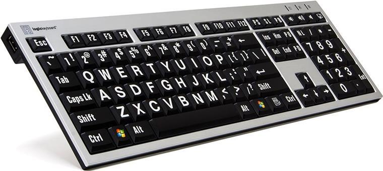 LogicKeyboard LKB-LPRNTWB-AJPU-FR Tastatur, XL-Print Slim Alu On (PC) Silber/Schwarz/Weiß