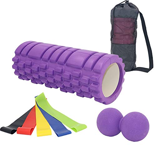 Faszienrolle Rolle Für Rücken Schaumstoffrollen für Muskeln Rollenmassagegerät Massage Roller Stick Fitness Roller Lange Schaumstoffrolle purple,set1