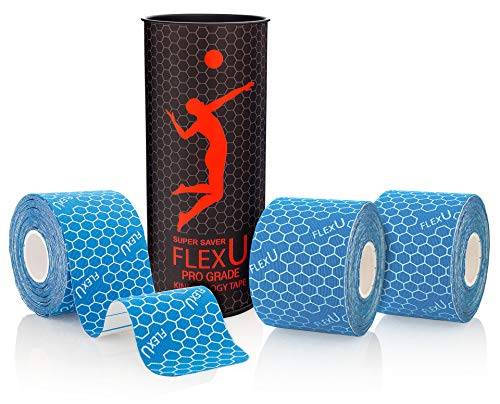 FLEXU Supreme, Kinesiologietape, wasserfestes Sporttape 3 Rollen á 60 Zuschnitte 5 x 25 cm, bietet Unterstützung & Stabilität für Muskeln und Gelenke, während & nach dem Training