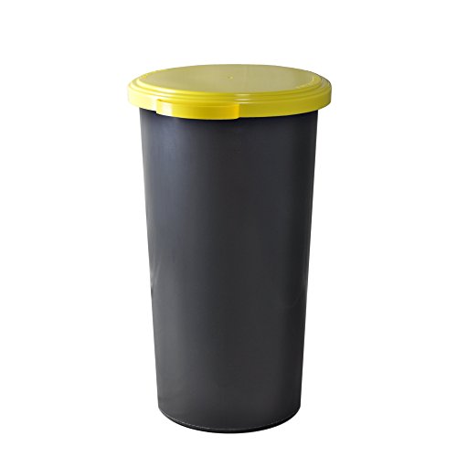 KUEFA 60L Müllsackständer mit flachem Deckel - Gelber Sack Mülleimer (Gelb)