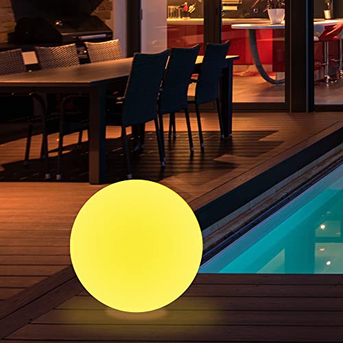 wuuhoo® LED Solarlampe Gloria mit 16 Farben 20-50cm, wetterfester und dimmbarer LED Kugel mit Fernbedienung, Solar Kugellampe für Drinnen und Draußen, Gartenlampe, Gartenbeleuchtung 20cm