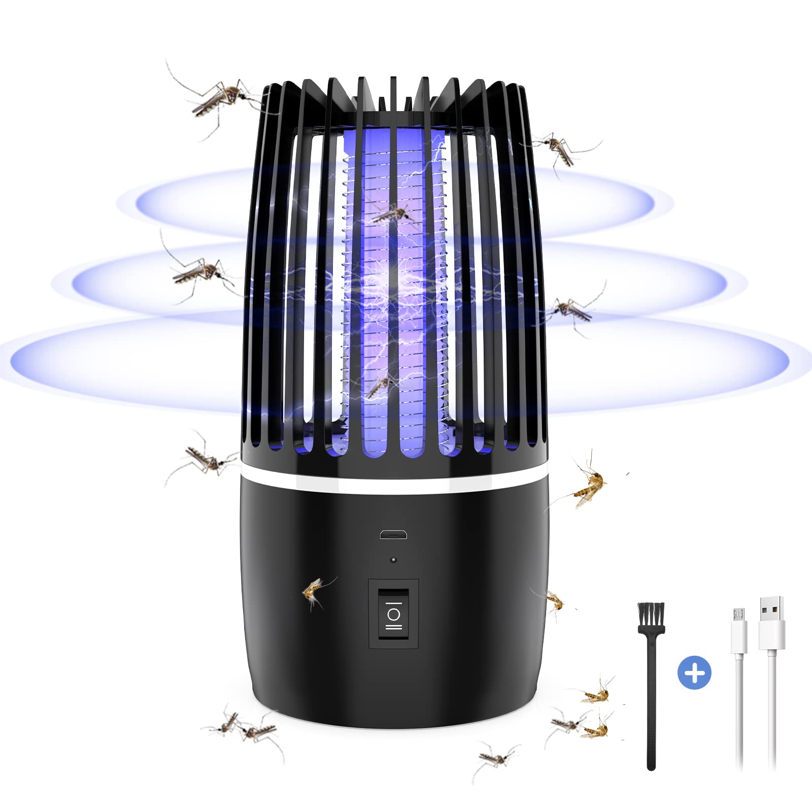 Insektenvernichter Mückenfalle Elektrisch USB Wiederaufladbarer Mückenvernichter Elektrische Lampe Fliegenfalle Insektenschutz Innen Außenbereich Schädlingsbekämpfung Lockstoff für Hinterhof (T)