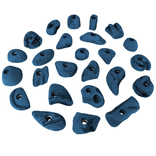 ALPIDEX 25 Klettergriffe - Größe M und S im Set, Farbe:blau-meliert