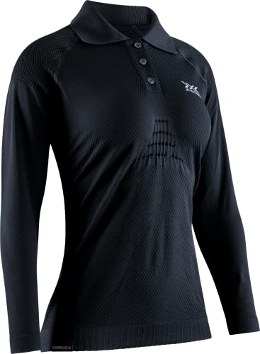 X-Bionic Women's Invent 4.0 TRAVEL Polo Shirt Long Sleeves Women, Black/Anthracite, M