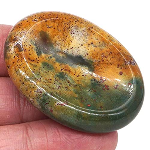 Thumb Worry's Natürlicher Kristall mit sieben Edelsteinen, spirituelles Fingermassage-Handwerk natürlicher Glanz (Color : Ocean Jasper, Size : One Size)