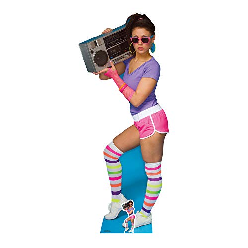 Star Einbauöffnungen 80 's Neon Boom Box Girl Karton Ausschnitt, Mehrfarbig