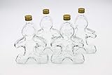 Flaschenbauer - 4 x Leere Glasflaschen 250ml Lebkuchenmann: Mini Glasflaschen mit Schraubverschluss Gold verwendbar als kleine Flaschen zum Befüllen, Leere Schnapsflaschen klein, Likörflaschen