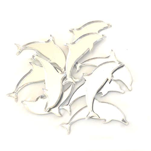 Servewell Bastelspiegel in Delfin-Form, 10 Stück, viele Farben, bruchsicheres Acryl, weiß, Pack of 10 x 9cm