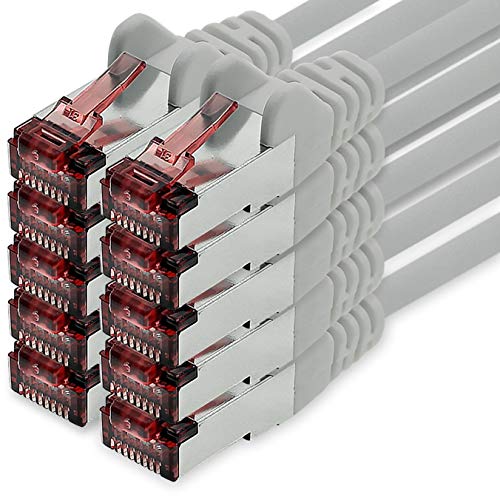 Cat6 Netzwerkkabel 10 X 7,5m grau Ethernetkabel Lankabel Cat6 Lan Netzwerk Kabel Sftp Pimf Patchkabel 1000 Mbit s