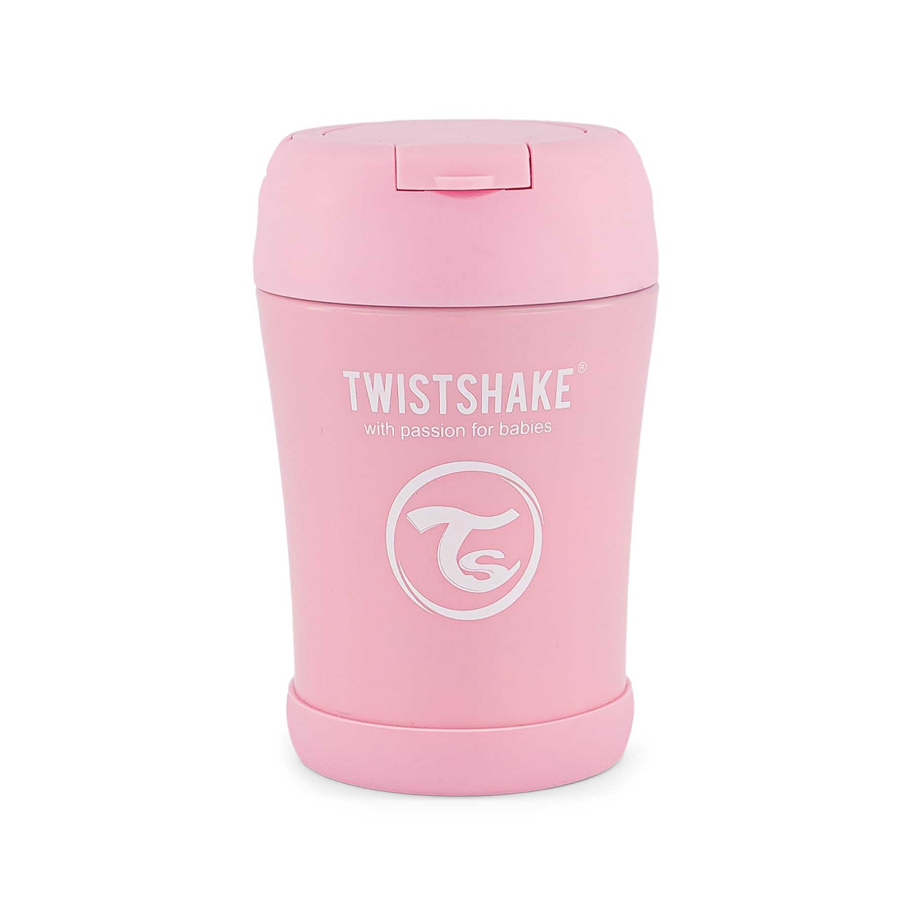 Twistshake Thermobehälter für Essen Babys und Kinder Inklusive klappbarem Löffel, Pastel Pink, 350 ml