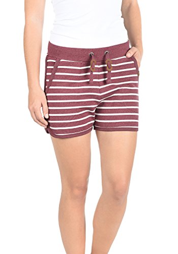 BlendShe Kira Damen Sweatshorts Bermuda Shorts Kurze Hose Mit Fleece-Innenseite Und Streifen-Muster Regular Fit, Größe:M, Farbe:Zinfandel (73006)
