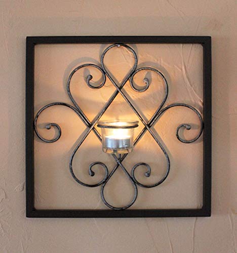 DanDiBo Wandteelichthalter Arabika Metall Wand Schwarz 31 cm Teelichthalter Kerzenhalter Wandkerzenhalter Wandleuchter