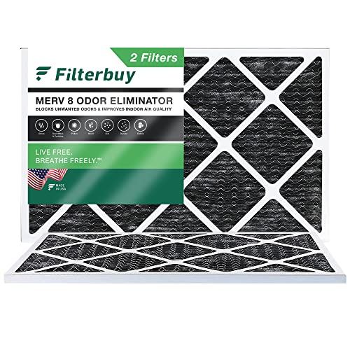 FilterBuy Allergen-Geruchskiller 14x30x1 MERV 8 Plissee AC Ofen-Luftfilter mit Aktivkohle – 2 Stück – 14x30x1