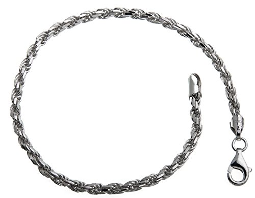 3mm Kordelkette Armband - 925 Sterling Silber, Länge 16-25cm
