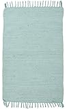 THEKO | Dhurry Teppich aus 100% Baumwolle Flachgewebe Teppich Happy Cotton | handgewebt | Farbe: Mint | 60x120 cm