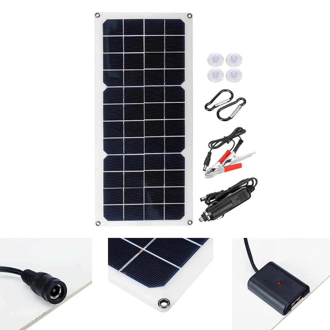 16 V 10 W 1,2 A 420 x 190 x 2,5 mm monokristallines halbflexibles Solarpanel-Set mit hinterer Anschlussdose, unterstützt