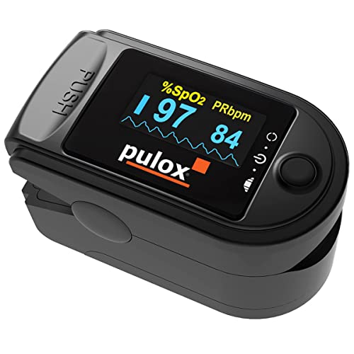 Pulsoximeter PULOX PO-200 Solo in Schwarz Fingerpulsoximeter für die Messung des Pulses und der Sauerstoffsättigung am Finger