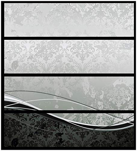 Wallario Möbelfolie/Aufkleber, geeignet für IKEA Malm Kommode - Grau-Schwarze Schnörkelei mit Wellen mit 4 Schubfächern