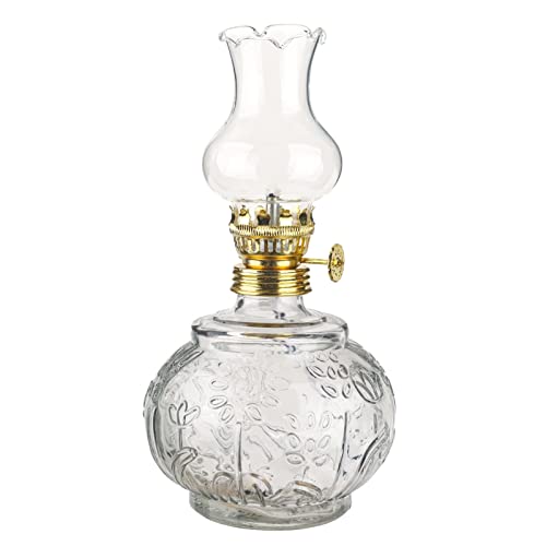 amanigo 8,27-Zoll-Öllampe aus kleinem Glas – wunderschön geschnitzter Glassockel mit Paraffinlampe for Windschutzscheibenschirm mit hoher Lichtdurchlässigkeit
