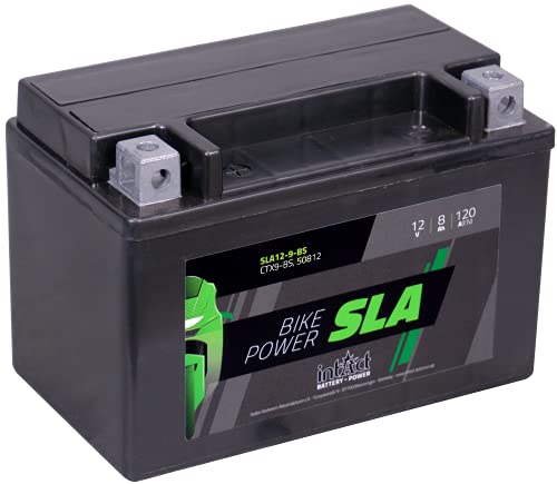intAct Bike-Power SLA12-9-BS | CTX9-BS, 50812 | 12V 8 Ah | 120 A (EN) | Hochwertige und leistungsstarke Motorradbatterie | Wartungsfreie AGM-Batterie