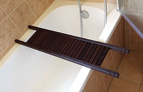 Wannenablage Badewannenbutler, dunkel 84 cm Luxus aus geöltem Thermoholz. Badewannenablage