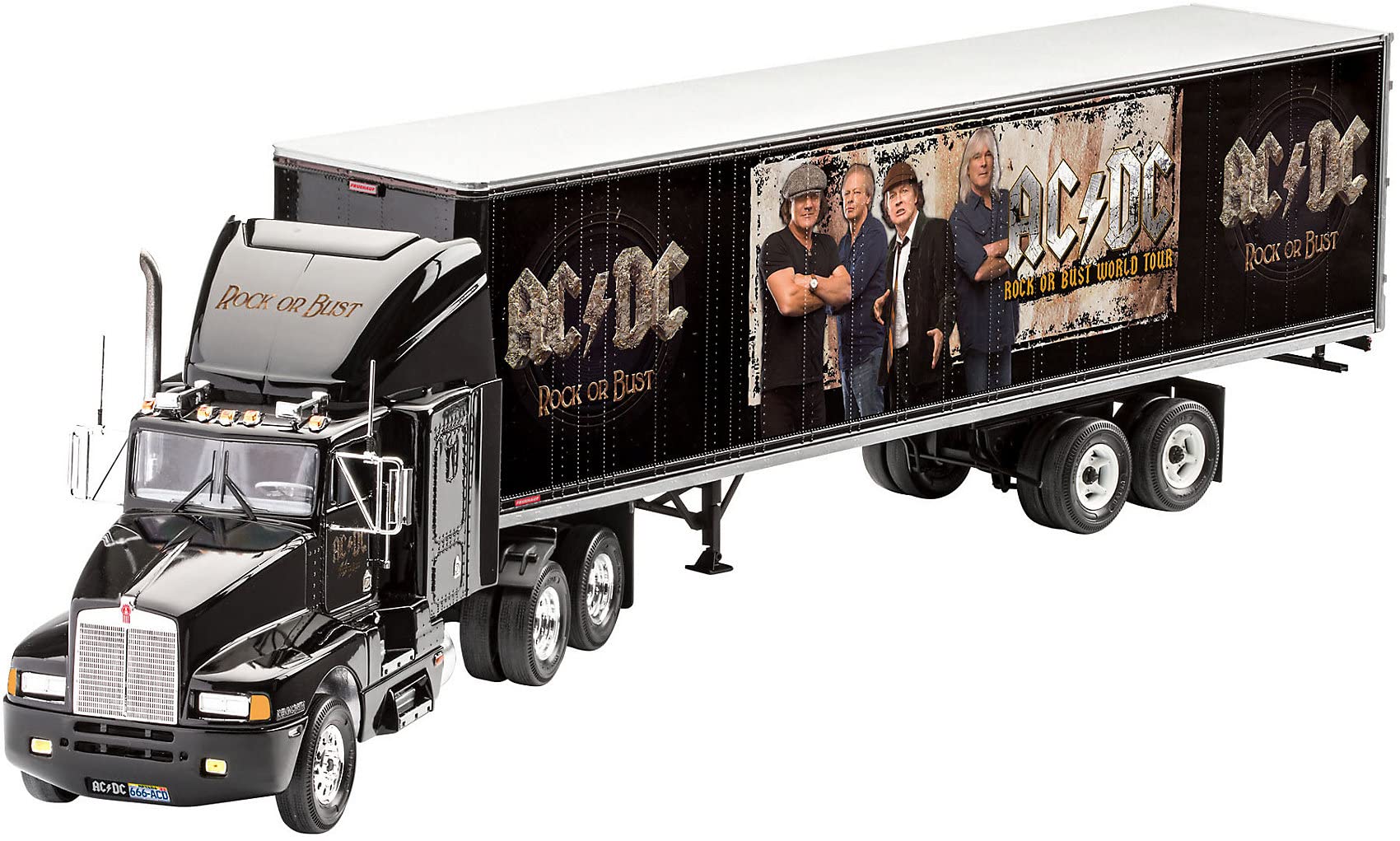 Revell RV07453 Fan-Edition, Geschenkset AC/DC Truck Rock or Bust World Tour, LKW-Bausatz 1:32, Länge 55,2 cm Fanartikel REV-07453, unlackiert