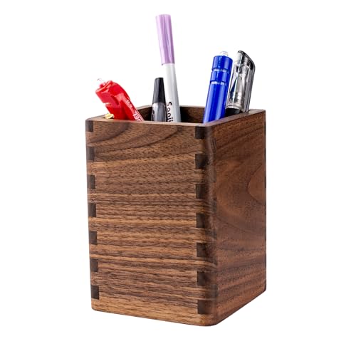 IRIVER BLANK Walnut Pencil Pen Holders Holder Stand for Desk Geometric Pencil Cup Pot Cute Desktop Office Supplies, Makeup Brushes Organizer (Walunt)
