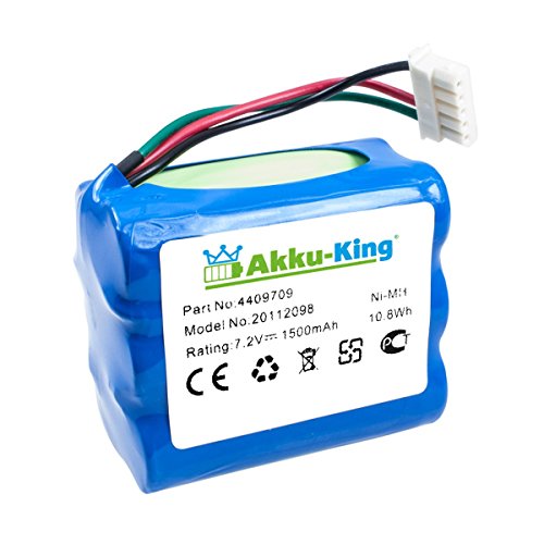 Akku-King Akku kompatibel mit IROBOT Braava 380T, Braava 380, MINT Plus 5200, 5200C - ersetzt 4409709, GPRHC202N026 - Ni-MH 1500mAh 7.2V