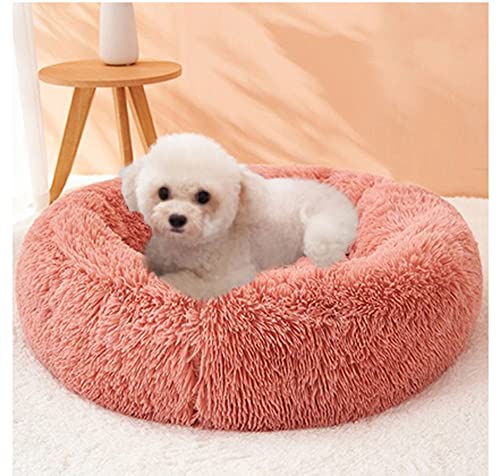Golden Retriever-Bett, flauschiges, beruhigendes Hundebett mit rutschfester Unterseite, runder Donut-Haustier-Kuscheltier, Plüsch-Hundehütte/Nest, hält warm, bequemes Hundesofa