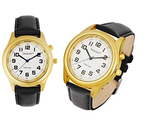 Lederband Damen Sprechende Armbanduhr GOLDENE Uhr Senioren Blindenuhr Zeitansage