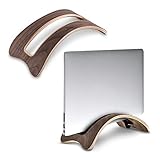 kalibri Laptop Ständer Notebook Stand - Halterung aus Holz - 1x Silikoneinsatz für MacBook/Air Retina/Pro/Tablet iPad - Walnuß Braun