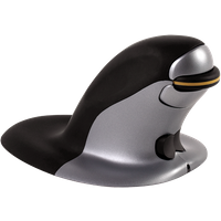 Fellowes Penguin Medium - Maus - ergonomisch - rechts- und linkshändig - Laser - kabellos - 2.4 GHz - kabelloser Empfänger (USB) - Schwarz, Silber