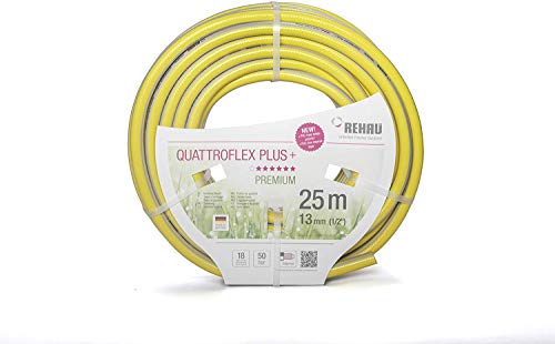 Rehau QUATTROFLEX PLUS + Gartenschlauch Wasserschlauch PVC gelb, 25 Meter 1/2