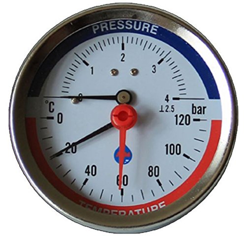 80mm Zifferblatt 0-120C 0-6 BAR Hintereingang Temperatur Manometer 1/2"BSP Thermomanometer