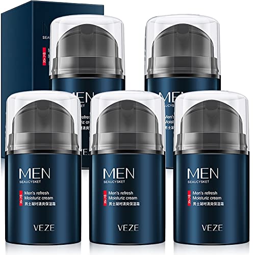 All-In-One-Gesichtscreme für Männer, Feuchtigkeitscreme für Anti-Falten-Kontrollöl, Gesichtscreme Lotion Herrenpflege (5 PACK)