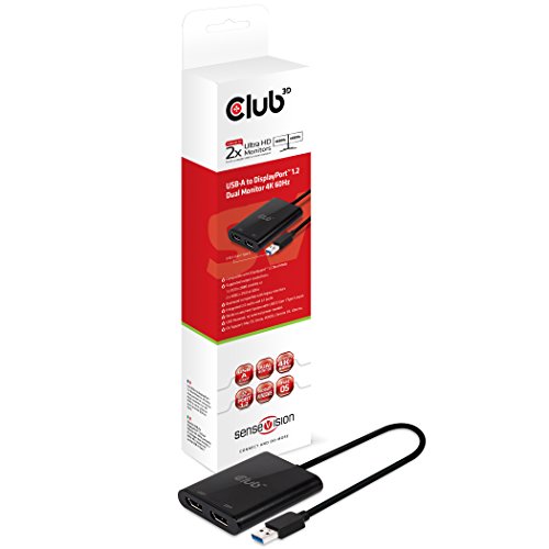 club3D CSV-1477 1+2 Port USB 3.0-Umschalter 5120 x 2880 Pixel Schwarz