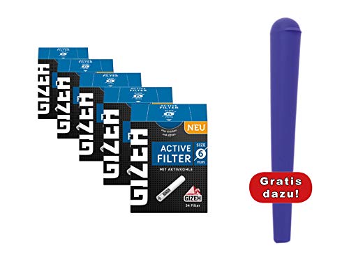 Gizeh Activ Filter Aktivkohle Filter Slim 6mm - 34 Stück + Joint Hülle von SweedZ (5x 34er)